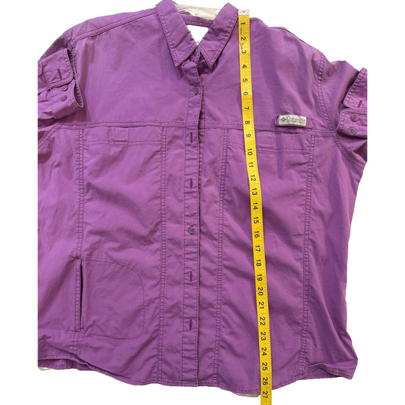 Columbia Shirt Womens XXL Purple Vented Fishing Long Sleeve Roll Up Sleeves Gorp - Picture 6 of 6